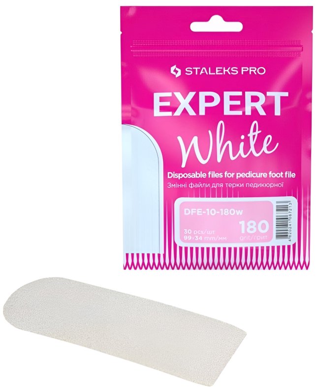 Staleks Expert 10/180 - jednorázové pilníky na pedikúru bílé, 30 ks
