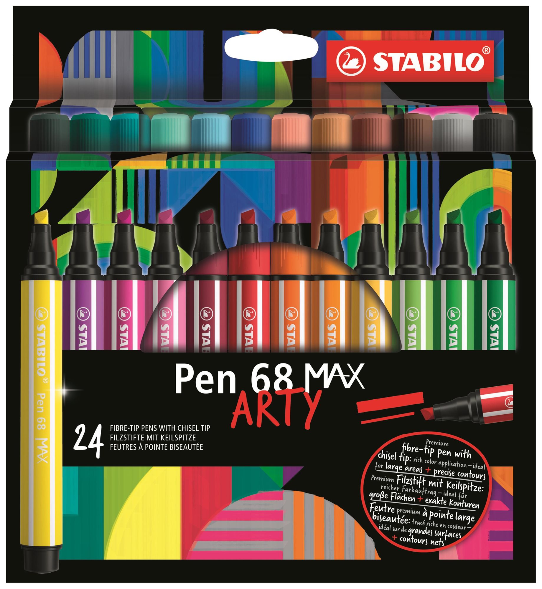 Sada 24 fixů STABILO Pen 68 MAX v různých barvách
