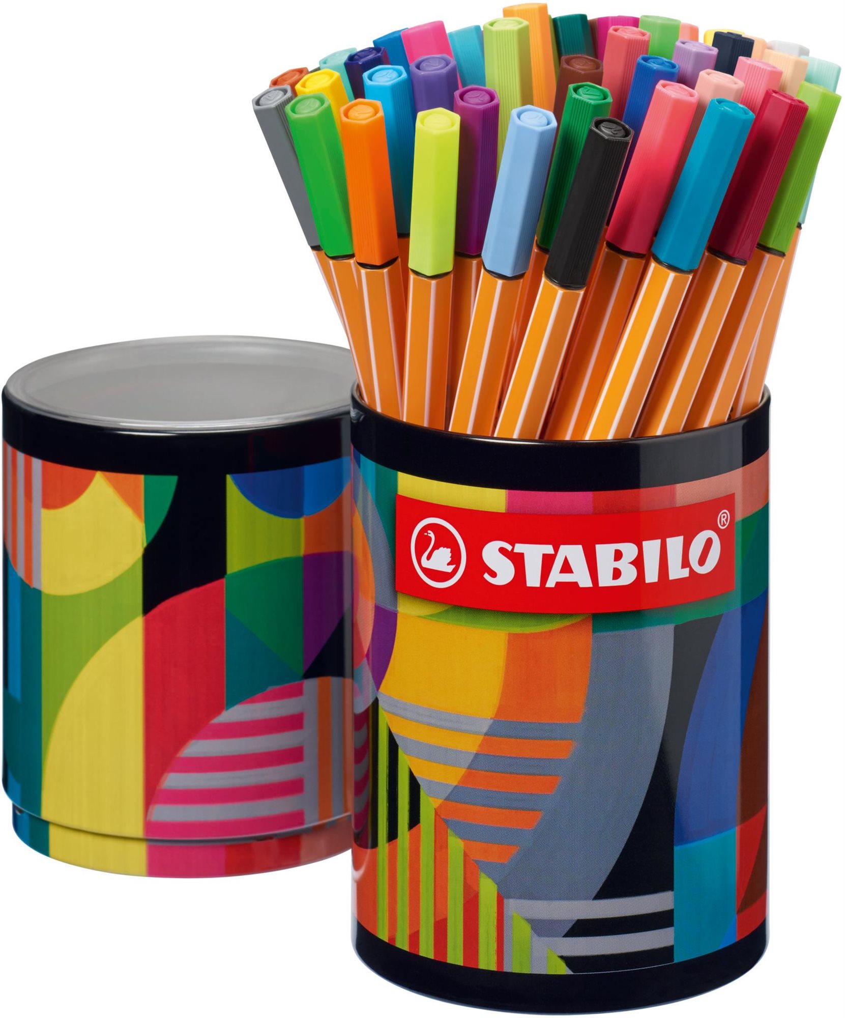 STABILO point 88 ARTY – sada 45 barevných fixů v plechové dóze