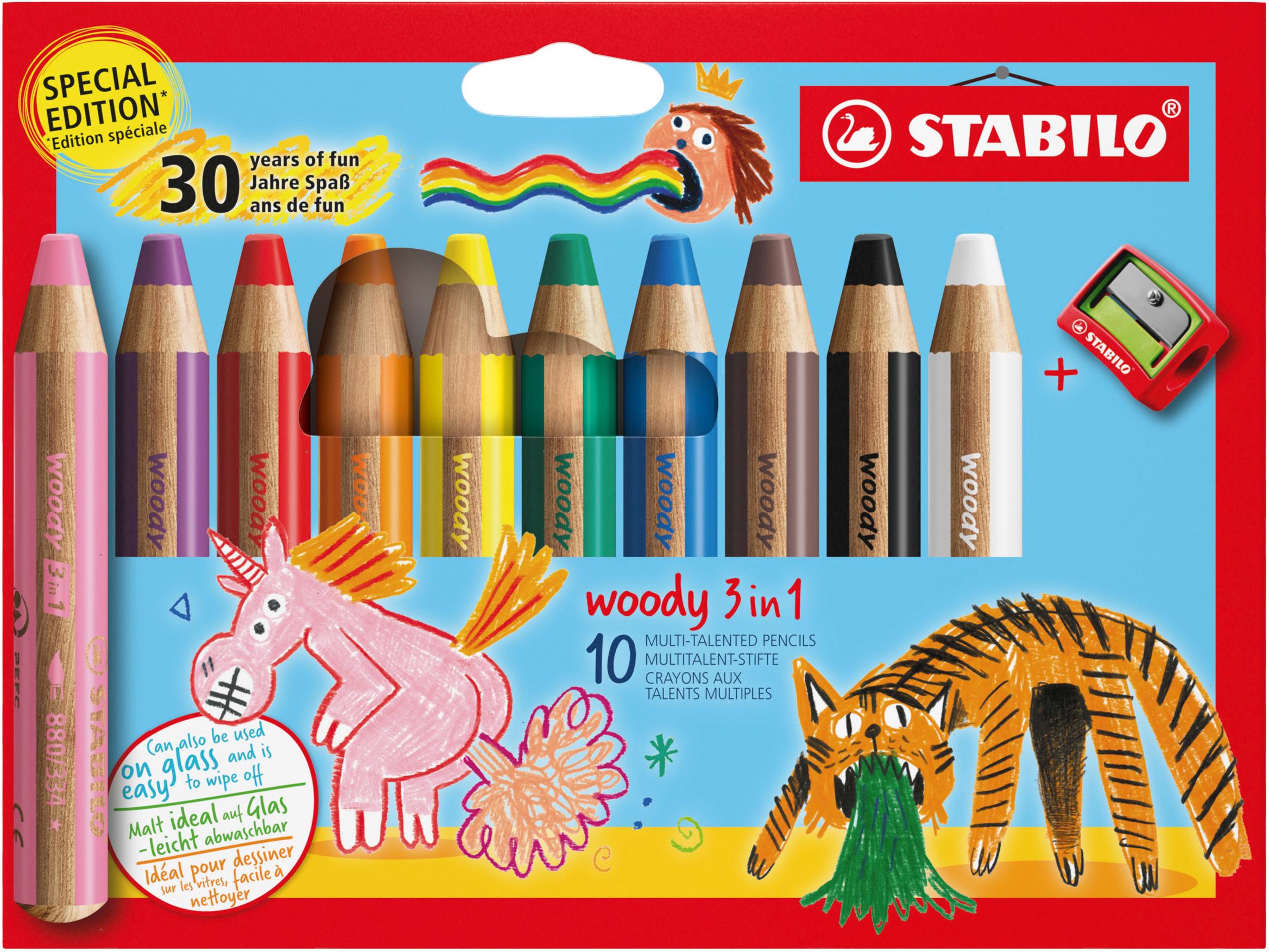 STABILO woody 3 v 1 Anniversary Edition - 10 ks s ořezávátkem