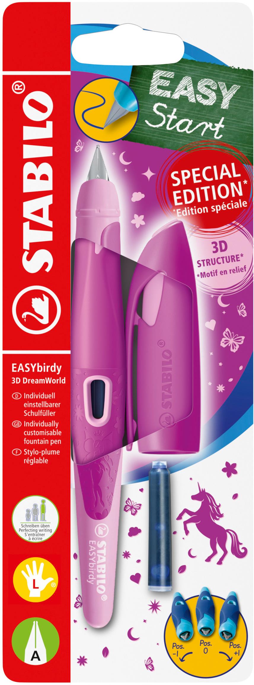 STABILO EASYbirdy 3D DreamWorld Special Edition pro leváky, hrot pro začátečníky, růžové