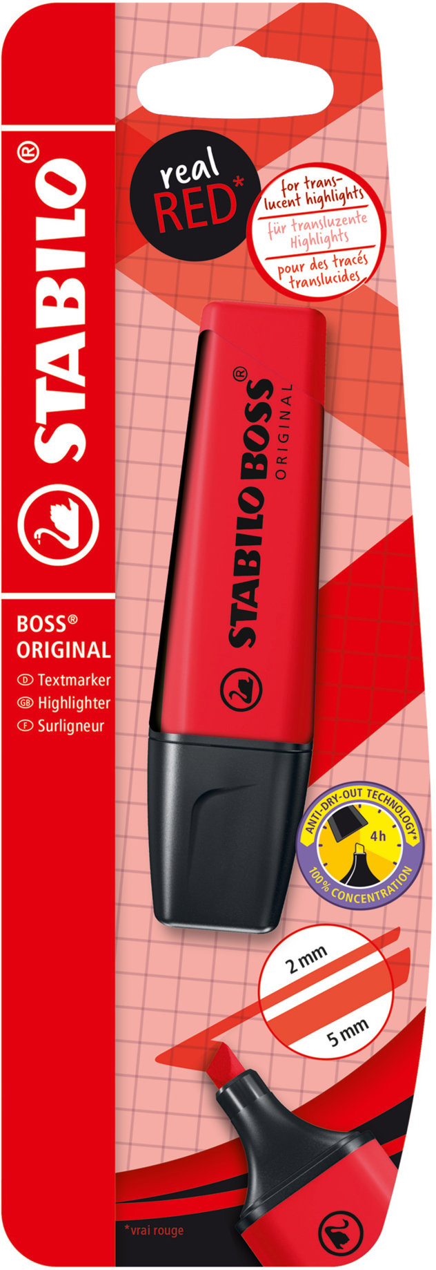 STABILO BOSS ORIGINAL REALRED, červený