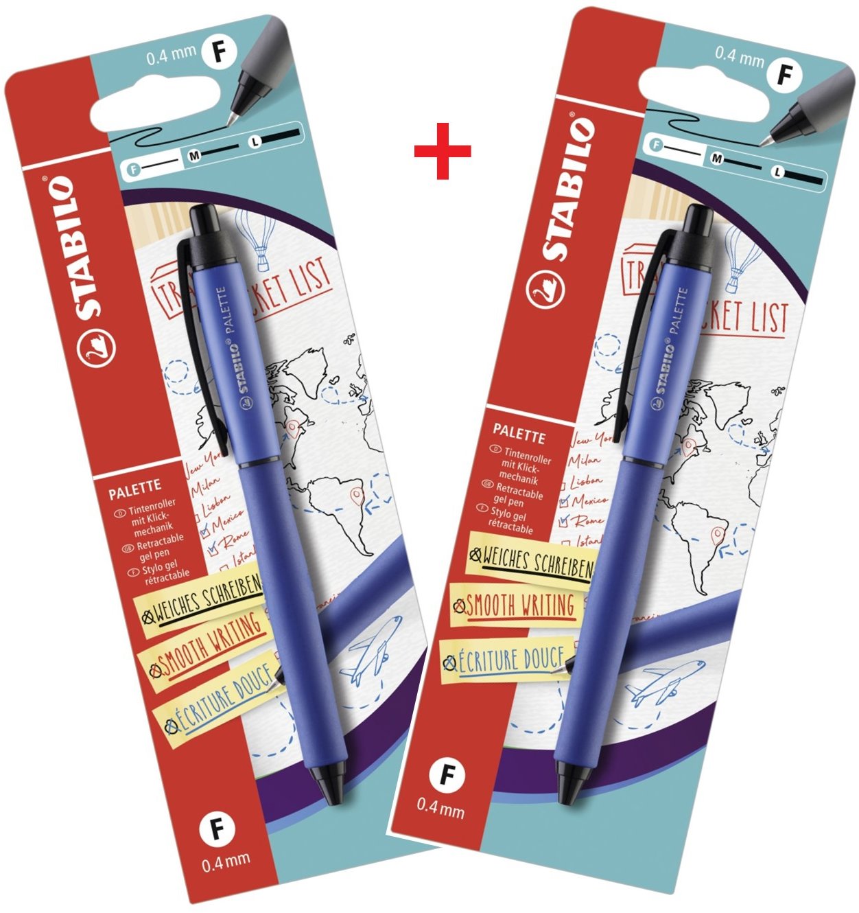 STABILO PALETTE s hrotem F (0.4 mm), modré - 2 balení
