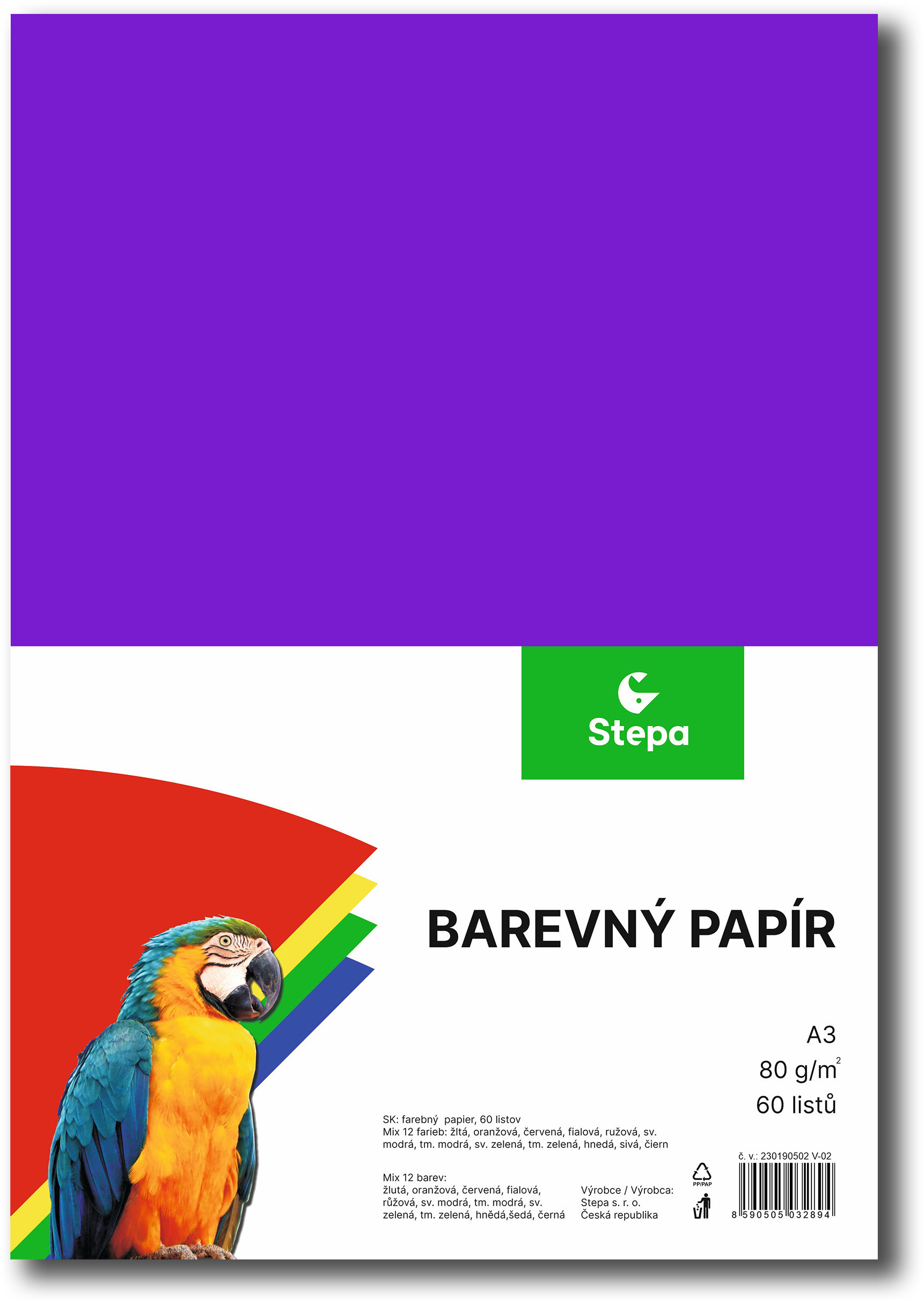 STAPA A3 60 listů, mix 12 barev