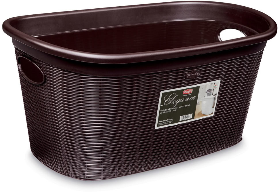 Stefanplast Koš na prádlo 35 l, 58 × 38 × 28 cm, hnědý