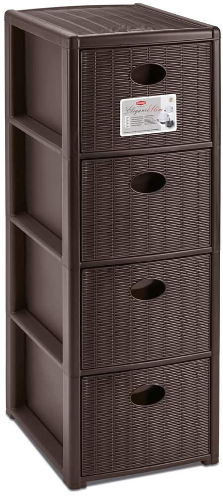 Stefanplast Elegance Slim, 4 zásuvky, hnědý