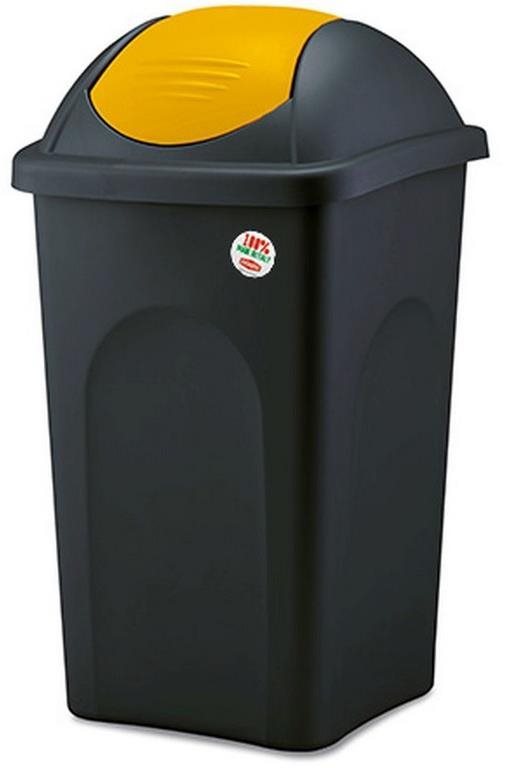 Stefanplast Odpadkový koš - výkl., 60l, čtverc., ČER/ŽL, víko PH