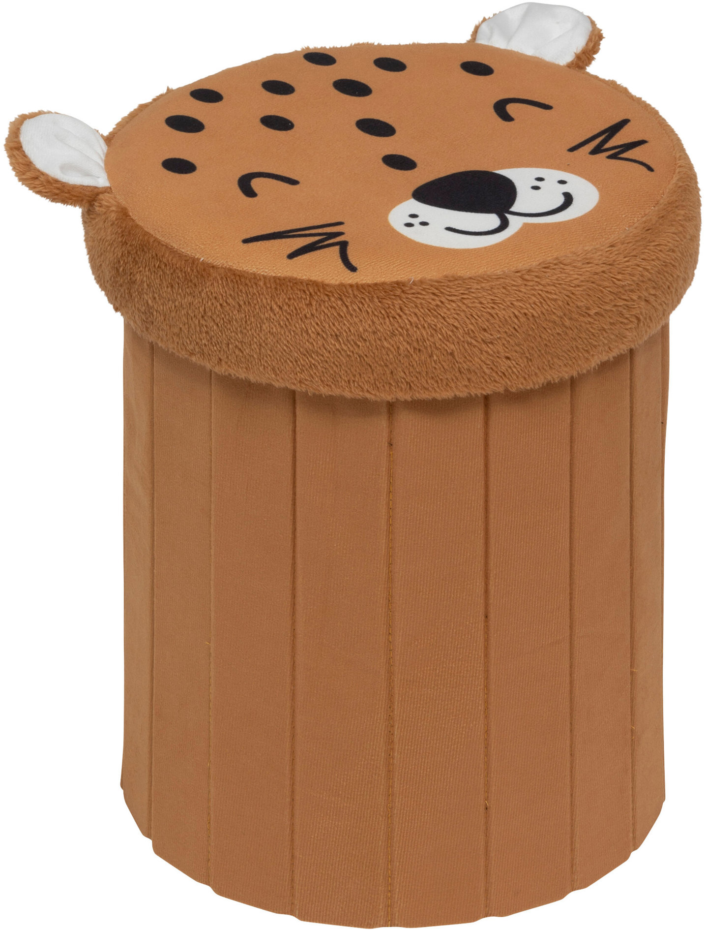 Atmosphera for kids Skládací taburet s úložným prostorem SMILE, průměr 30 cm, hnědý