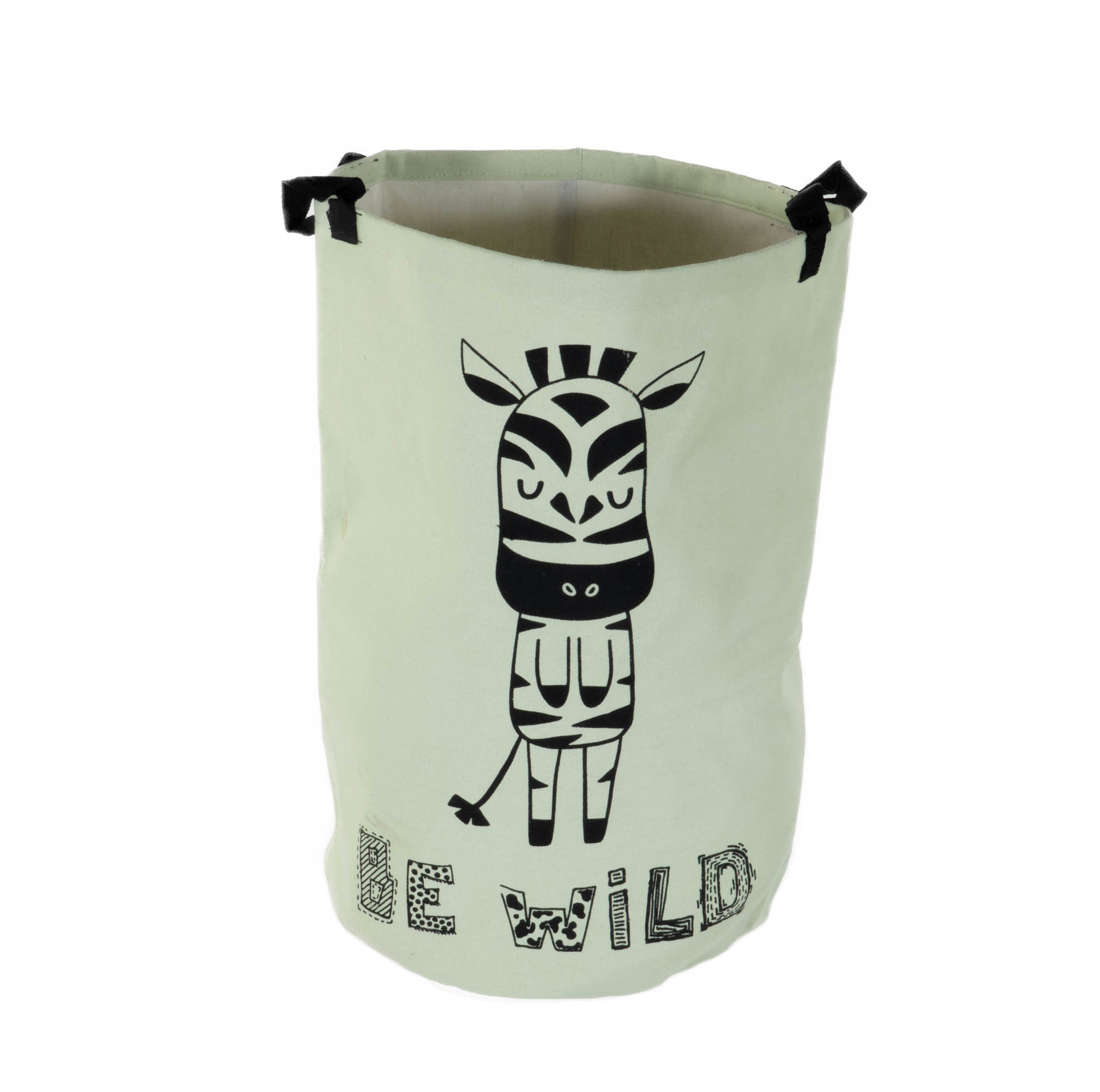 Storagesolutions Koš na hračky nebo špinavé prádlo SAFARI, průměr 30 cm, světle zelený, zebra
