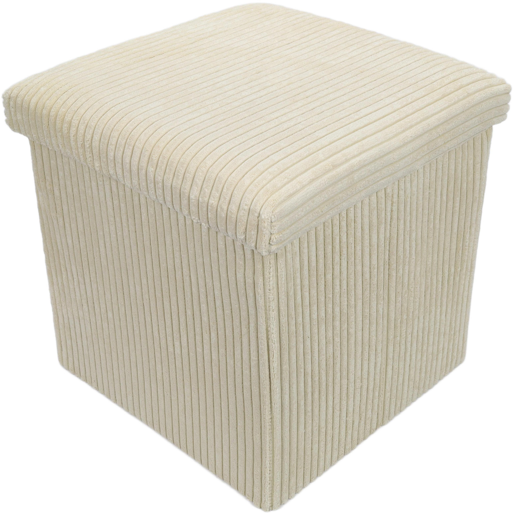 Storagesolutions Manšestrový taburet se úložným prostorem TOBO, 38 × 38 × 38 cm, béžový