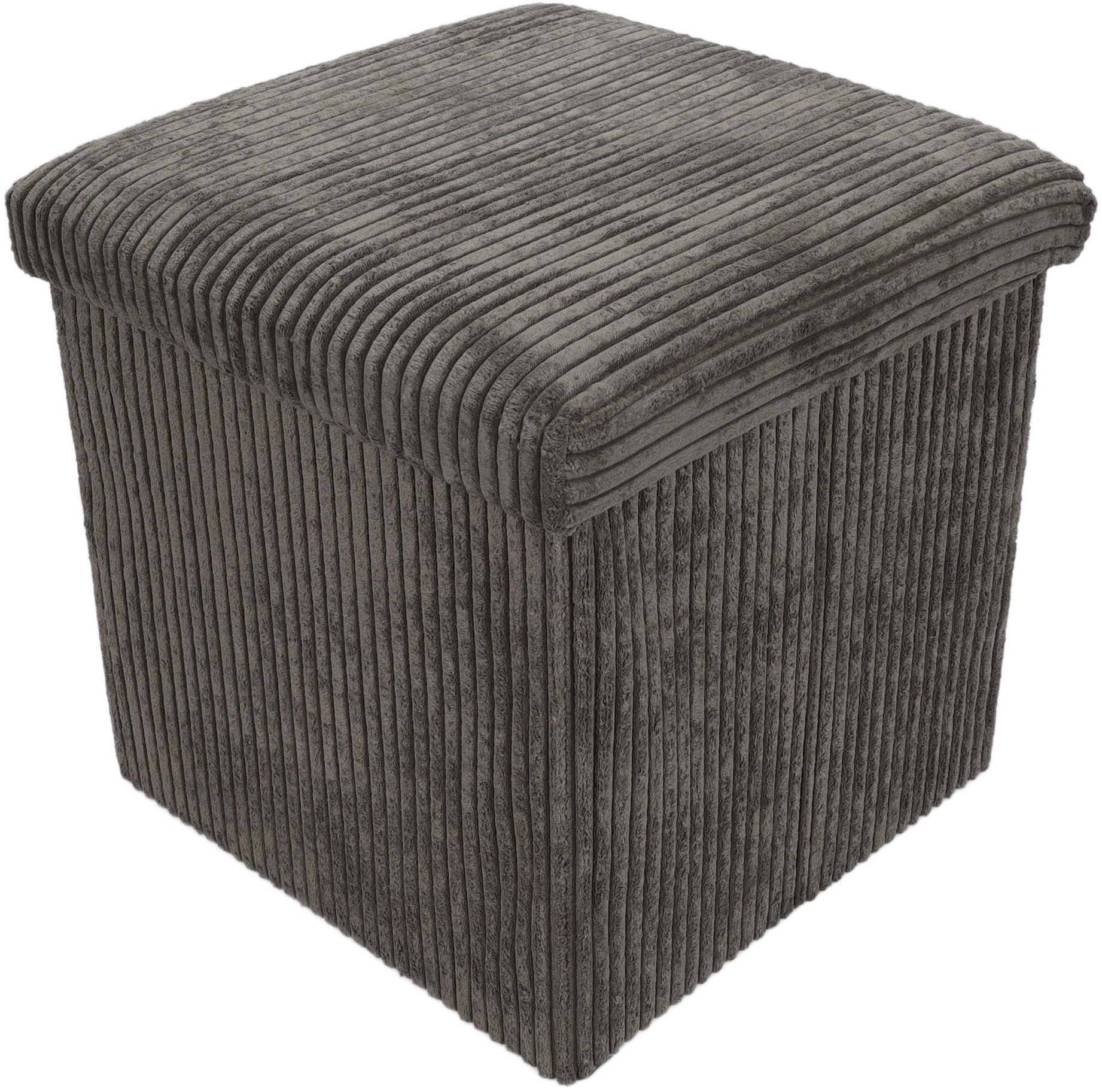 Storagesolutions Manšestrový taburet se úložným prostorem TOBO, 38 × 38 × 38 cm, šedý