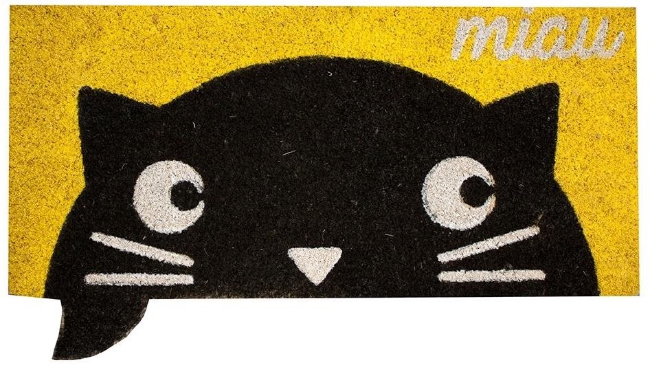 Home Elements Rohožka gumová kokosová Miau - žlutá 32 × 68 cm