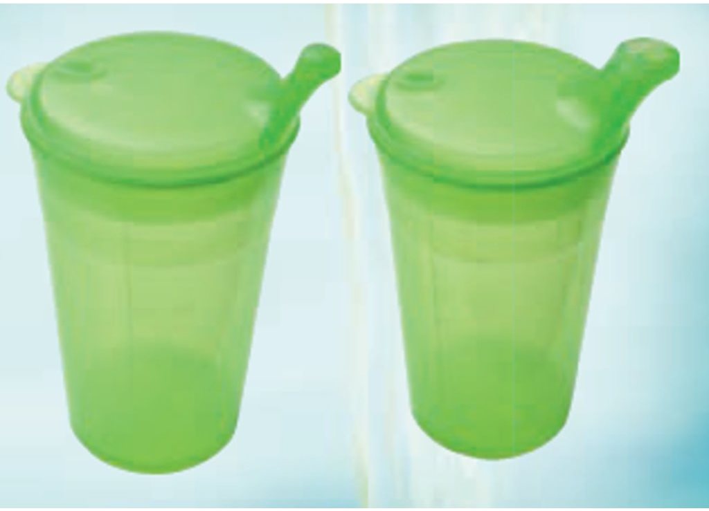 Sundo Hrnek se dvěma víčky s krátkými náustky, nápoje, pokrmy, 250 ml, zelená