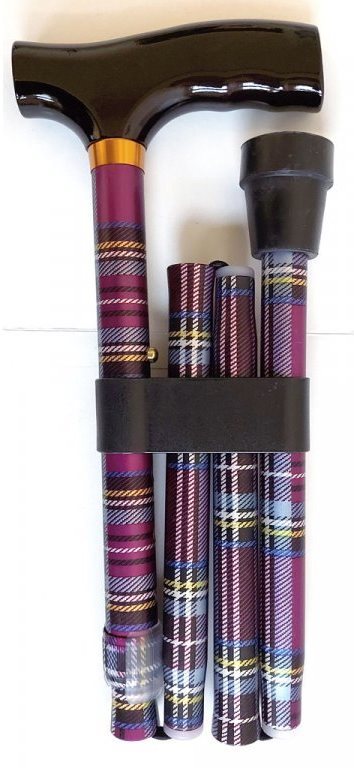 Sundo Skládací podpůrná hůl, výška 85 - 95 cm, karo růžová