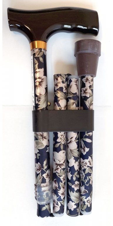 Sundo Skládací podpůrná hůl, výška 85 - 95 cm, květinová modrá