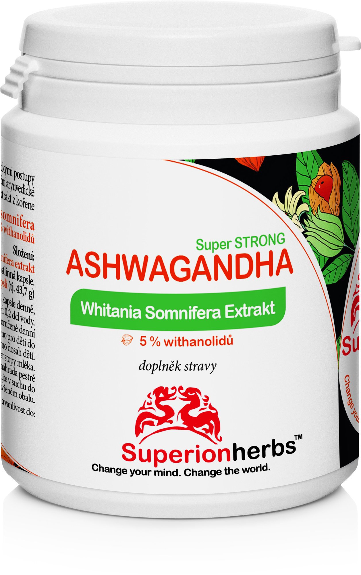 Superionherbs Ashwagandha KSM-66®- extrakt z Ašvagandy s 5 % withanolidů, 90 tobolek