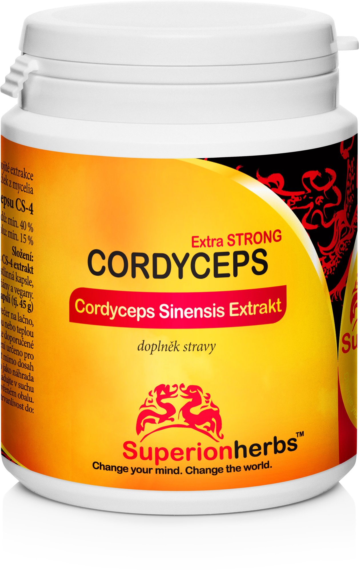 Superionherbs Cordyceps, Extrakt 40 % polysacharidů, 15 % manitolu, 90 tobolek