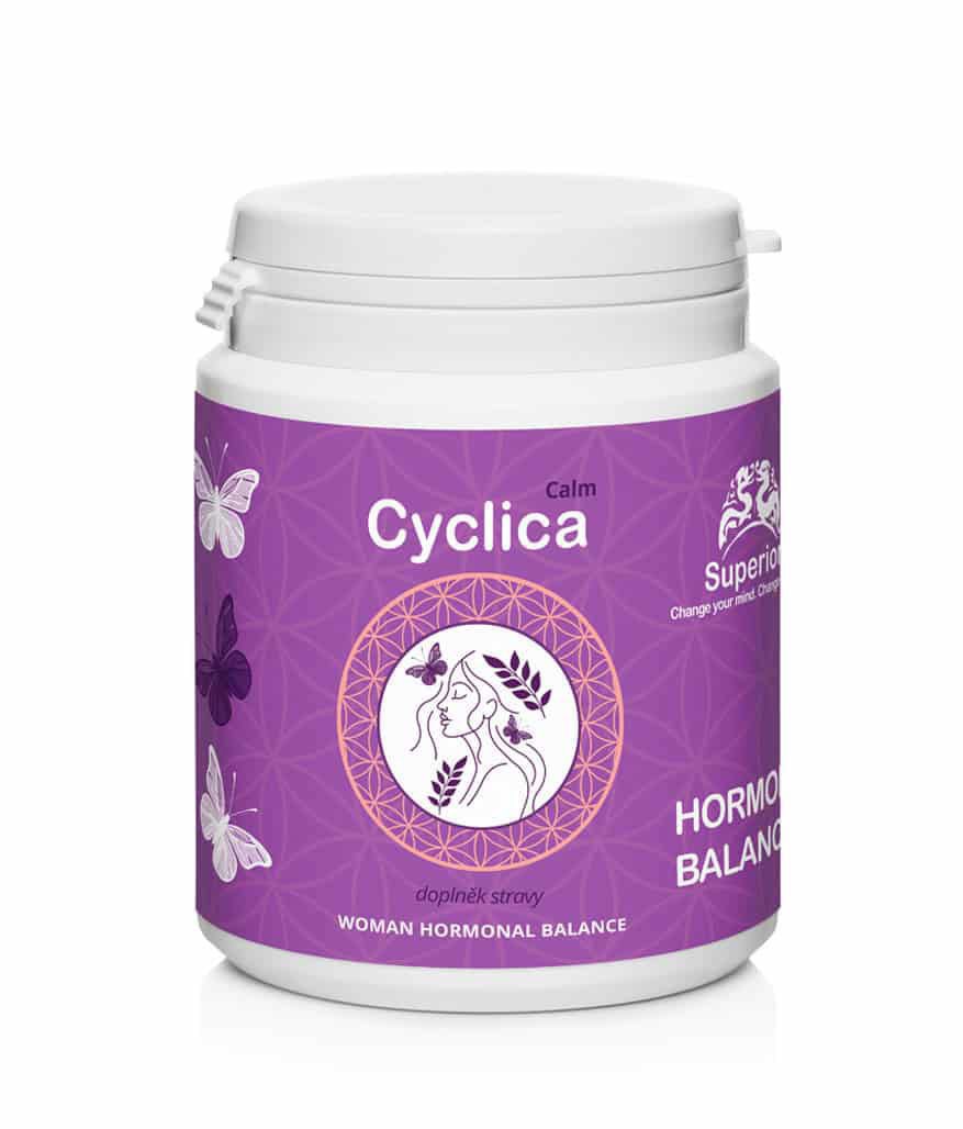 Superionherbs Cyclica Calm, přírodní podpora pro hormonální rovnováhu a úlevu při PMS, 90 tobolek