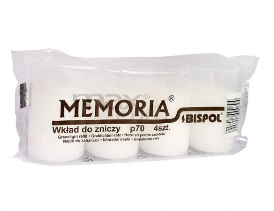 BISPOL hřbitovní svíčky Memoria bílá 4× 70 g