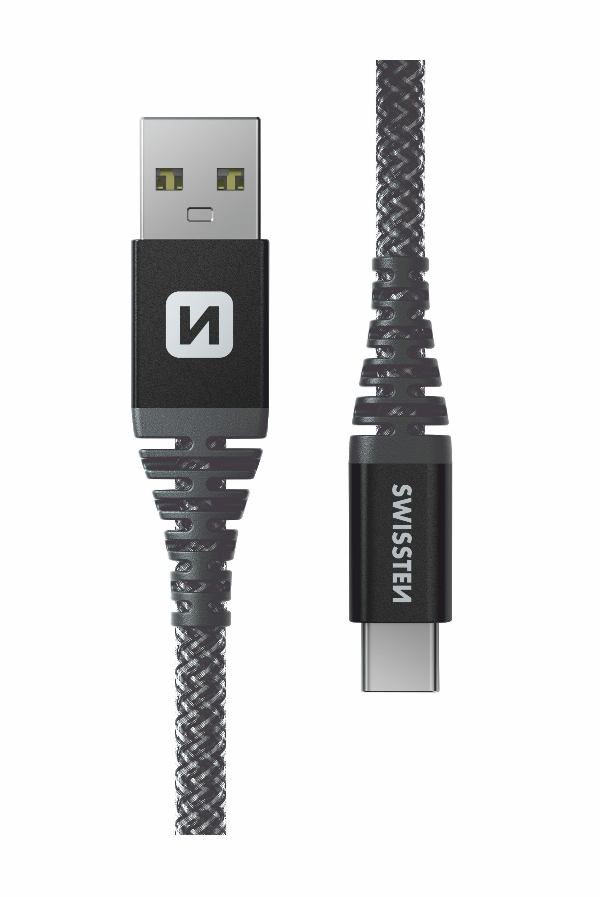 Swissten Kevlar USB / USB-C 1.5m antracit