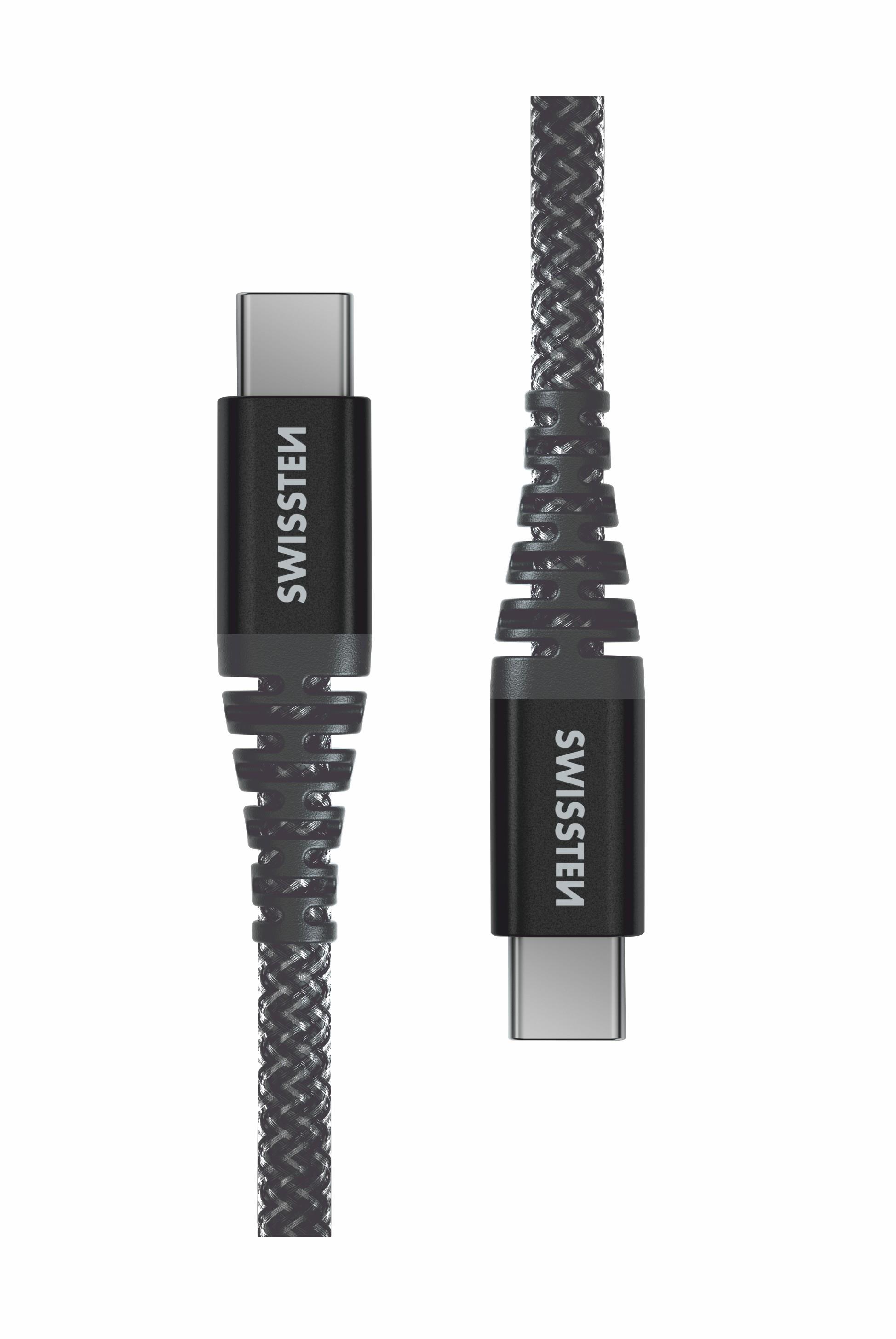 Swissten Kevlar USB-C / USB-C 1.5m antracit