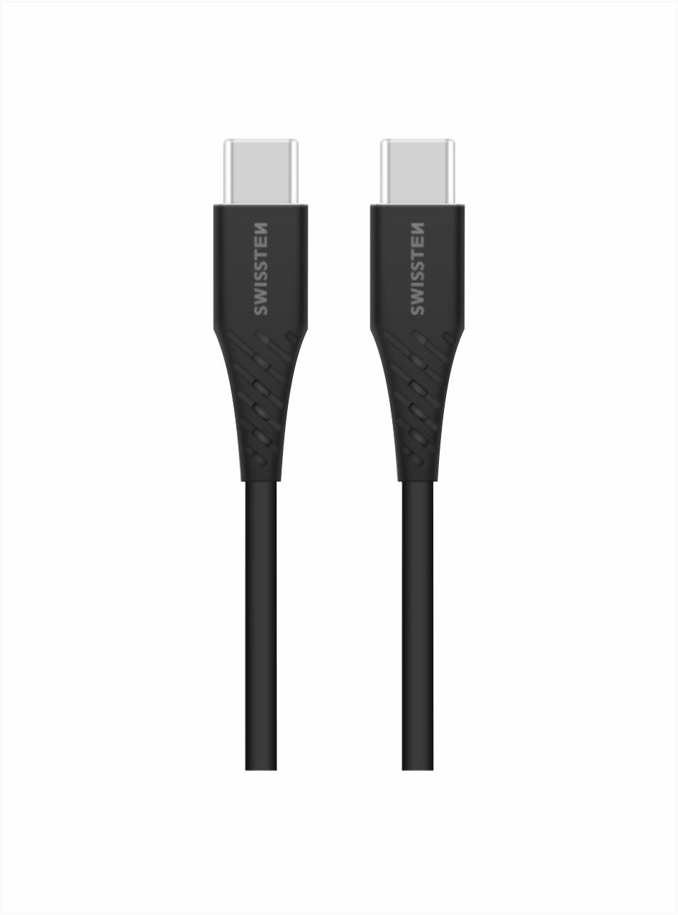 Swissten kabel TPE USB-C/USB-C Power Delivery 5A (100W) 2,5 m černý