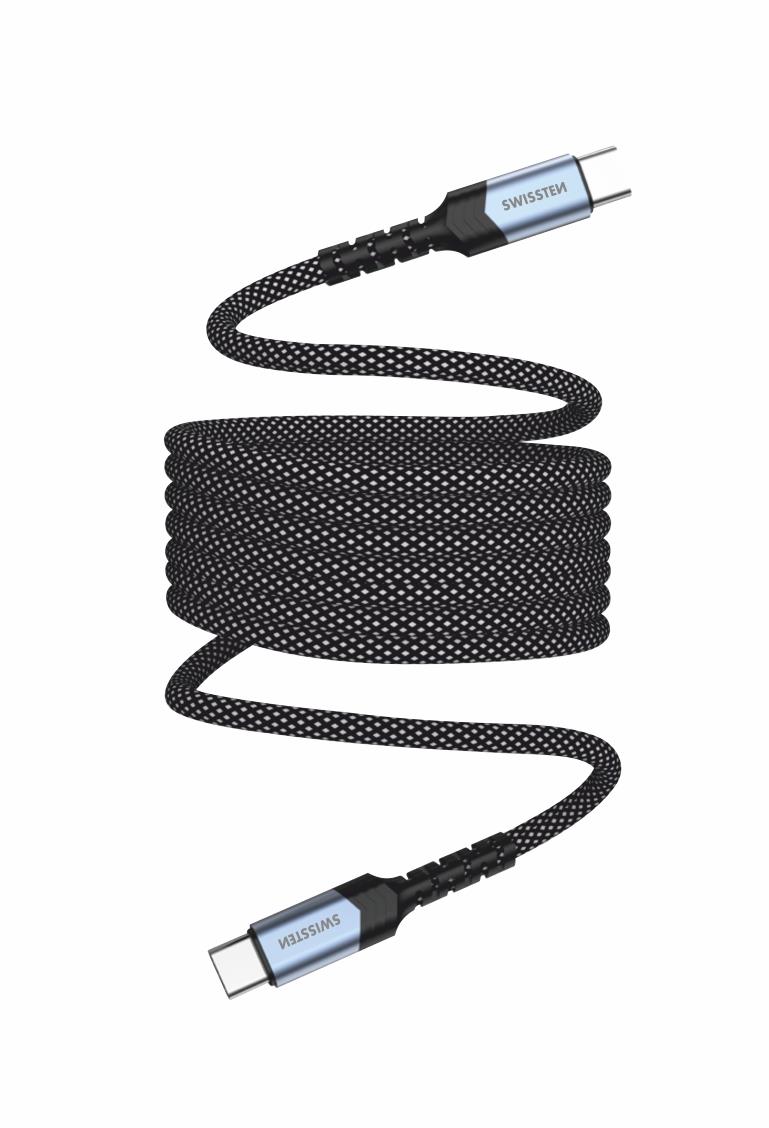 Swissten magnetický kabel samonavíjecí USB-C / USB-C 1 m