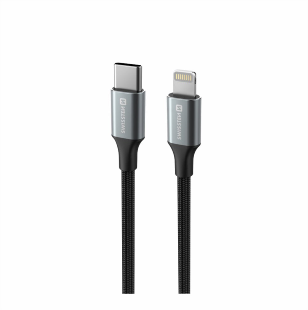 Swissten datový kabel Textile II USB-C / Lightning 1.5m černý