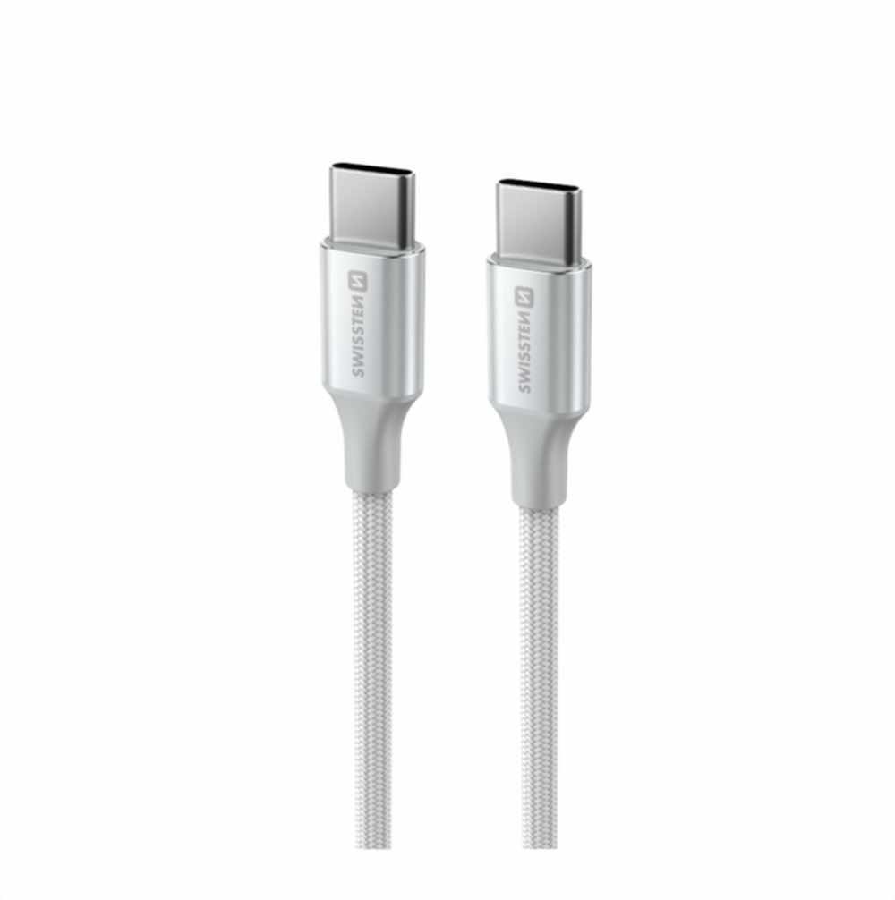 Swissten datový kabel Textile II USB-C / USB-C 1,5m bílý