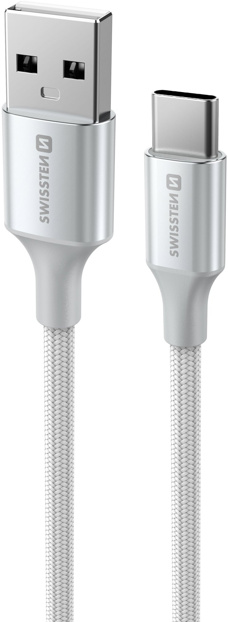 Swissten datový kabel Textile II USB / USB-C 1,5m bílý