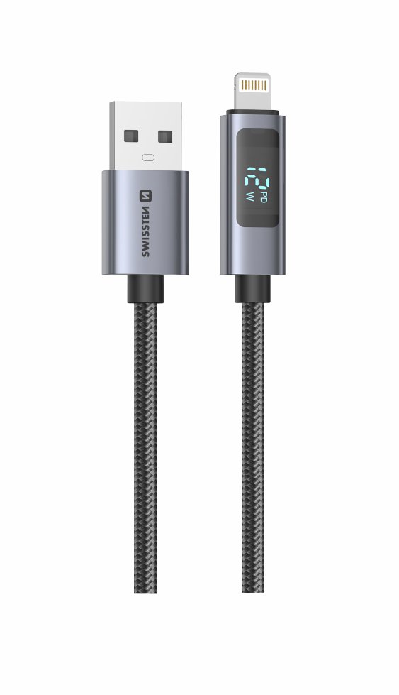 Swissten LCD kabel USB-A/Lightning 1m