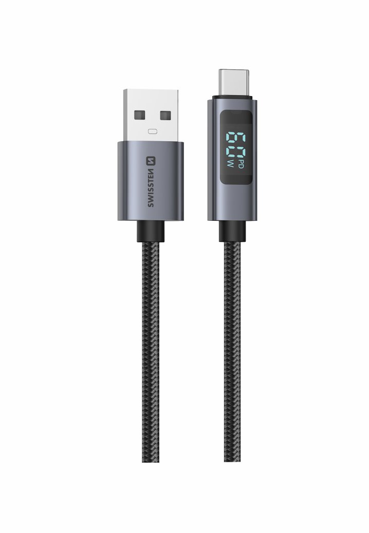Swissten LCD kabel USB-A/USB-C 1m