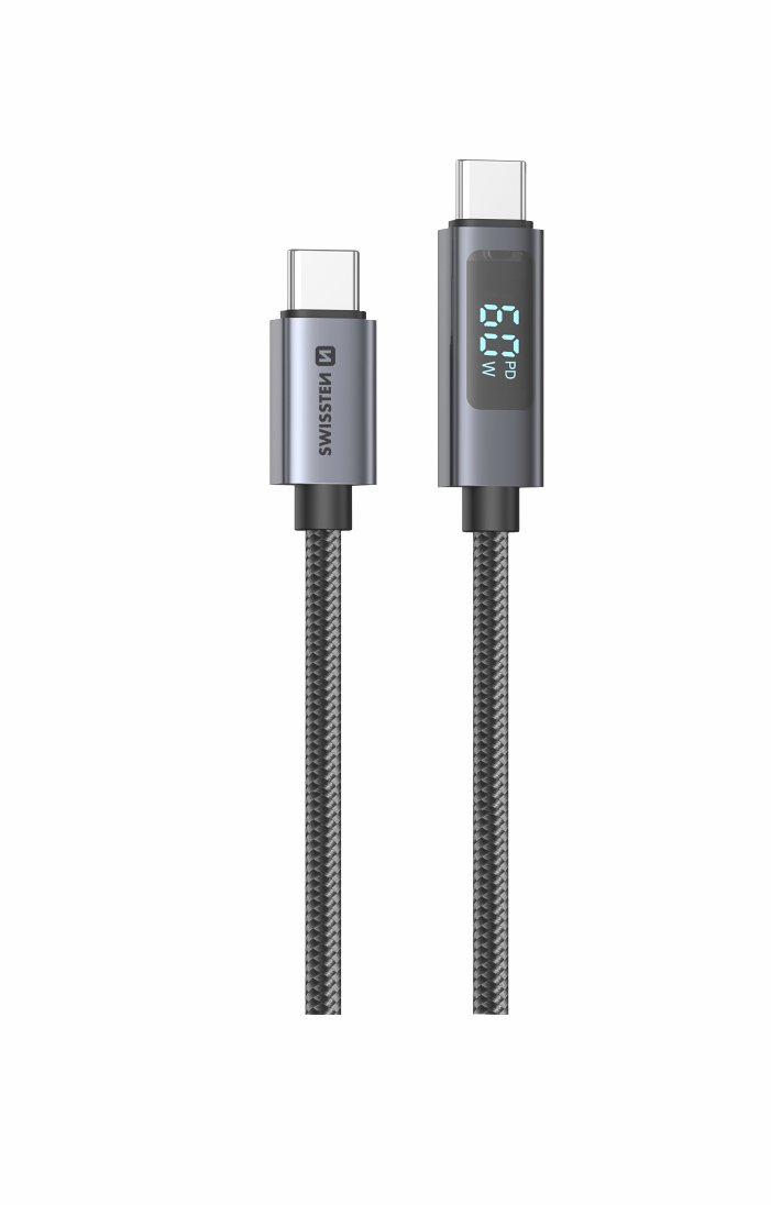 Swissten LCD kabel USB-C/USB-C 1m