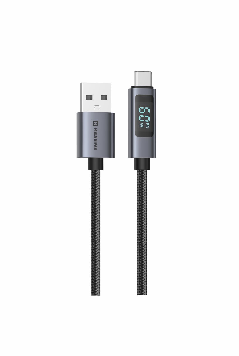 Swissten LCD kabel USB-A/USB-C 1,5m