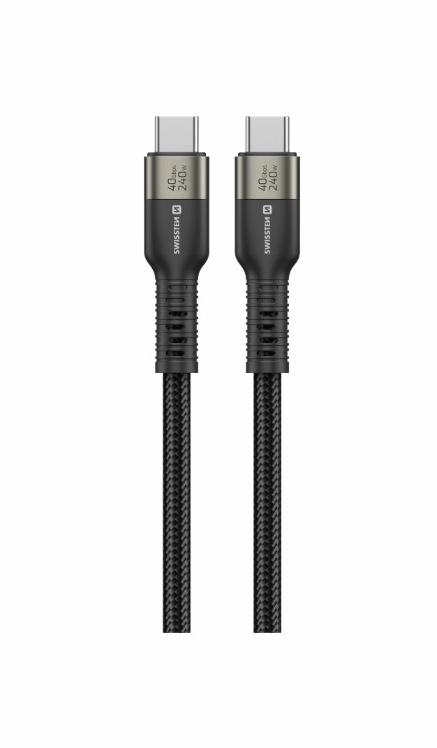 Swissten datový video kabel USB 4.0, USB-C, 240W, 0,5m černý