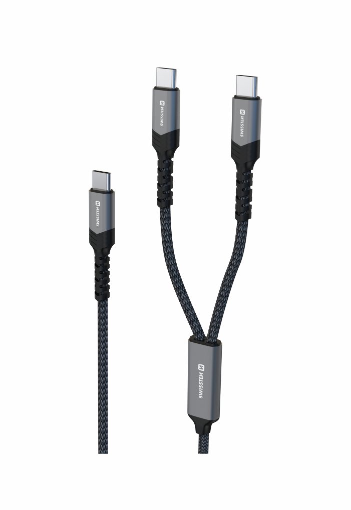 Swissten nabíjecí kabel 2v1 100W USB-C/2x USB-C 1,5m černý