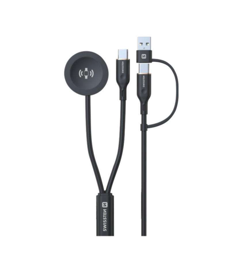 Swissten magnetický kabel pro Samsung Galaxy Watch a USB-C, USB-C(USB-A) 1,2 m černý