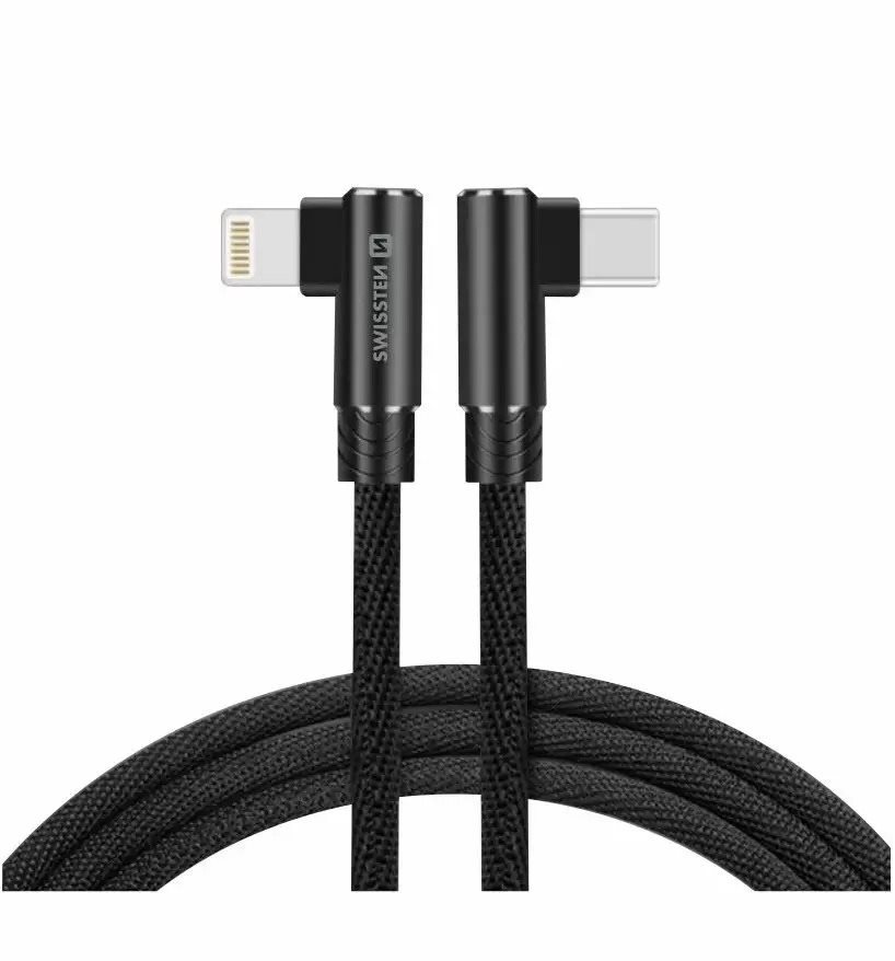 Swissten Arcade textilní datový kabel USB-C/Lightning 1.2m černý