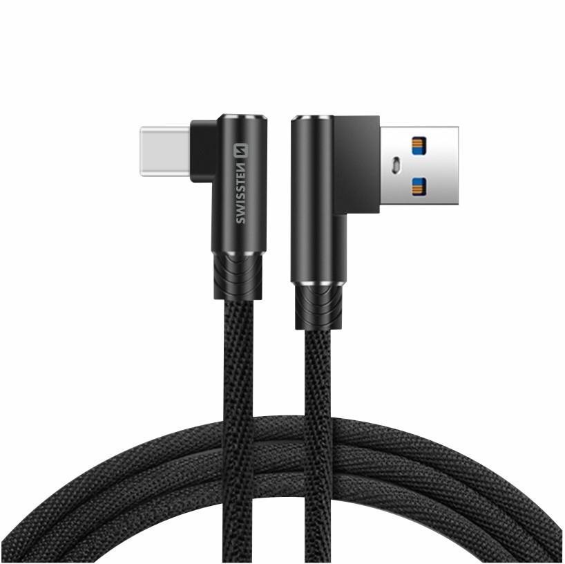 Swissten Arcade textilní datový kabel USB/USB-C 1.2m černý