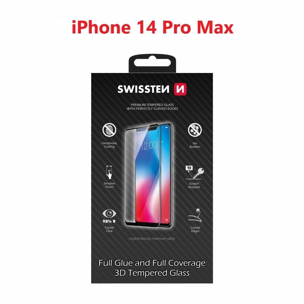 Swissten 3D Full Glue pro Apple iPhone 14 Pro Max černé