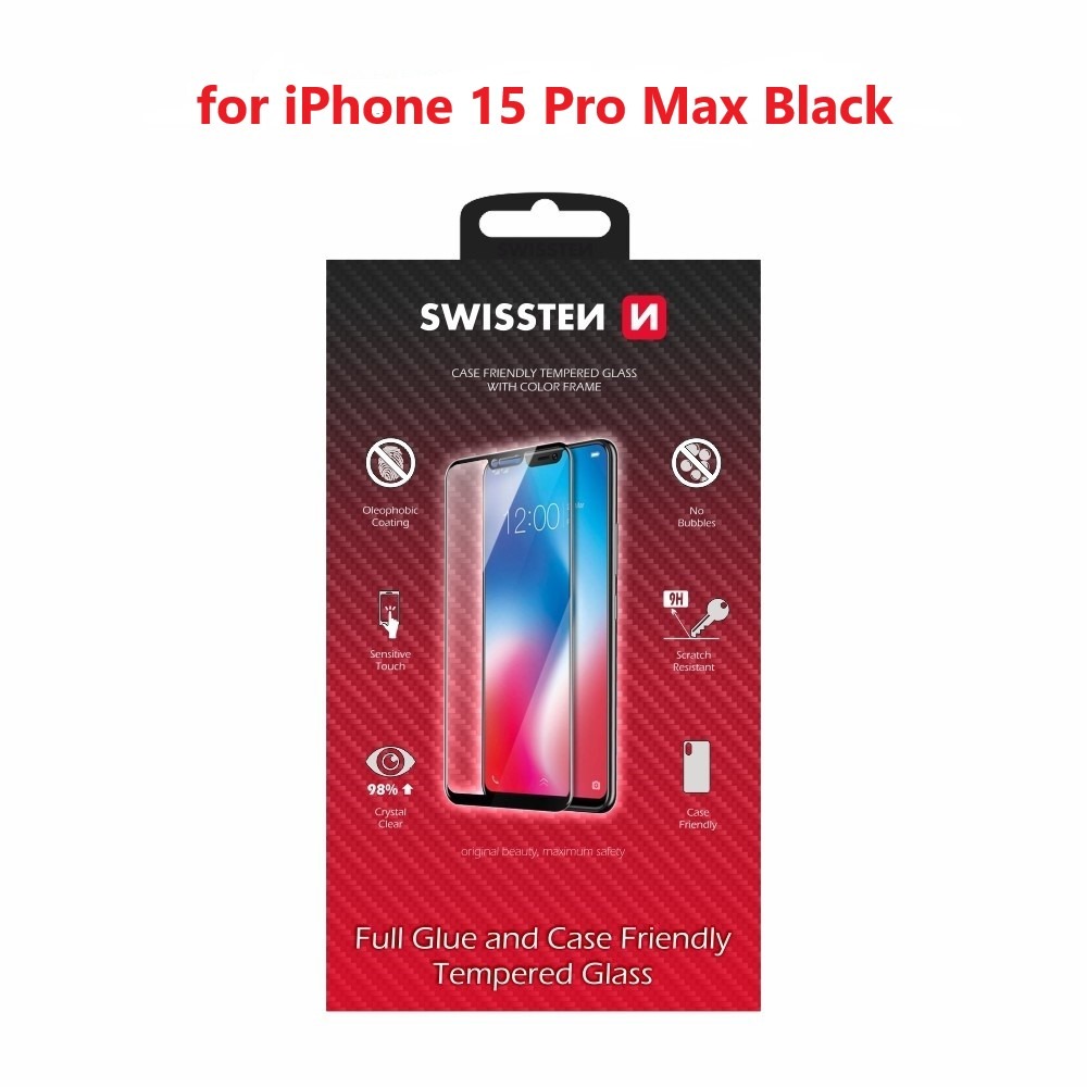 Swissten 3D Full Glue pro Apple iPhone 15 Pro Max černé