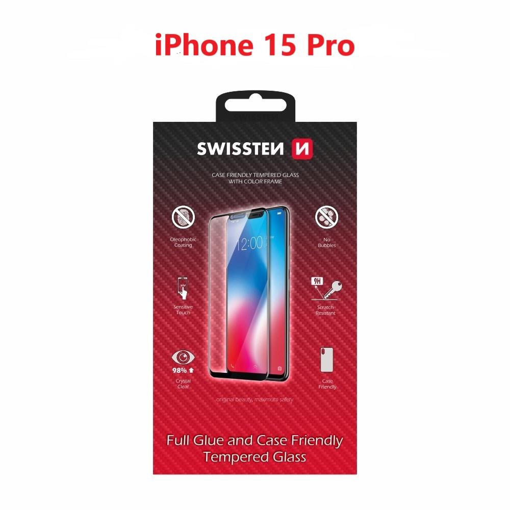 Swissten 3D Full Glue pro Apple iPhone 15 Pro černé