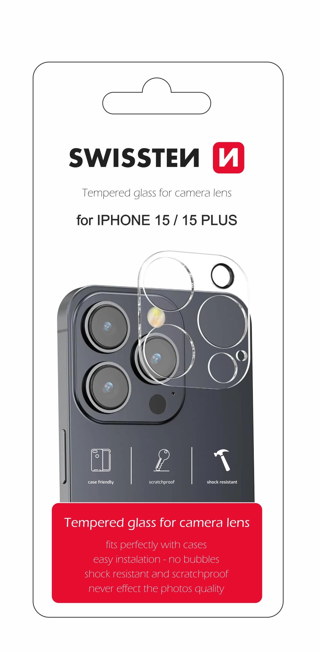Swissten ochranné sklo na čočky fotoaparátu pro Apple iPhone 15 / 15 Plus