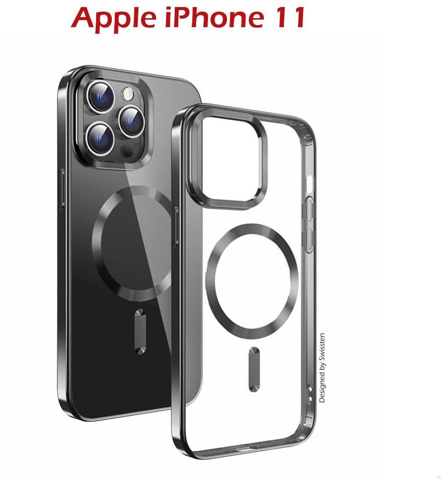 Swissten Clear Jelly MagStick Metallic pro iPhone 11 černé