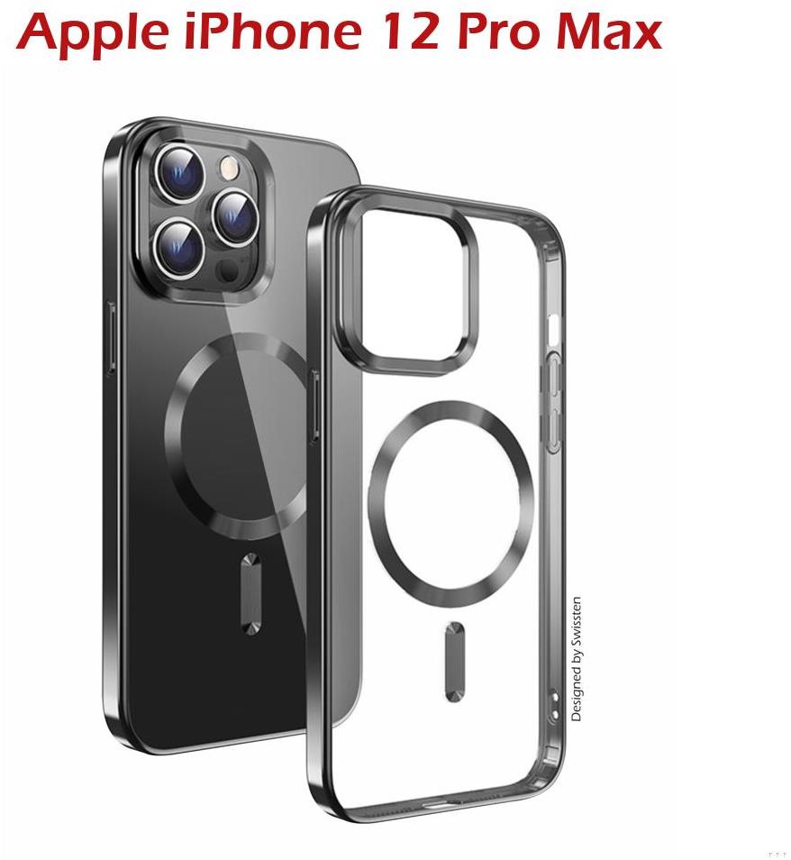 Swissten Clear Jelly MagStick Metallic pro iPhone 12 Pro Max černé