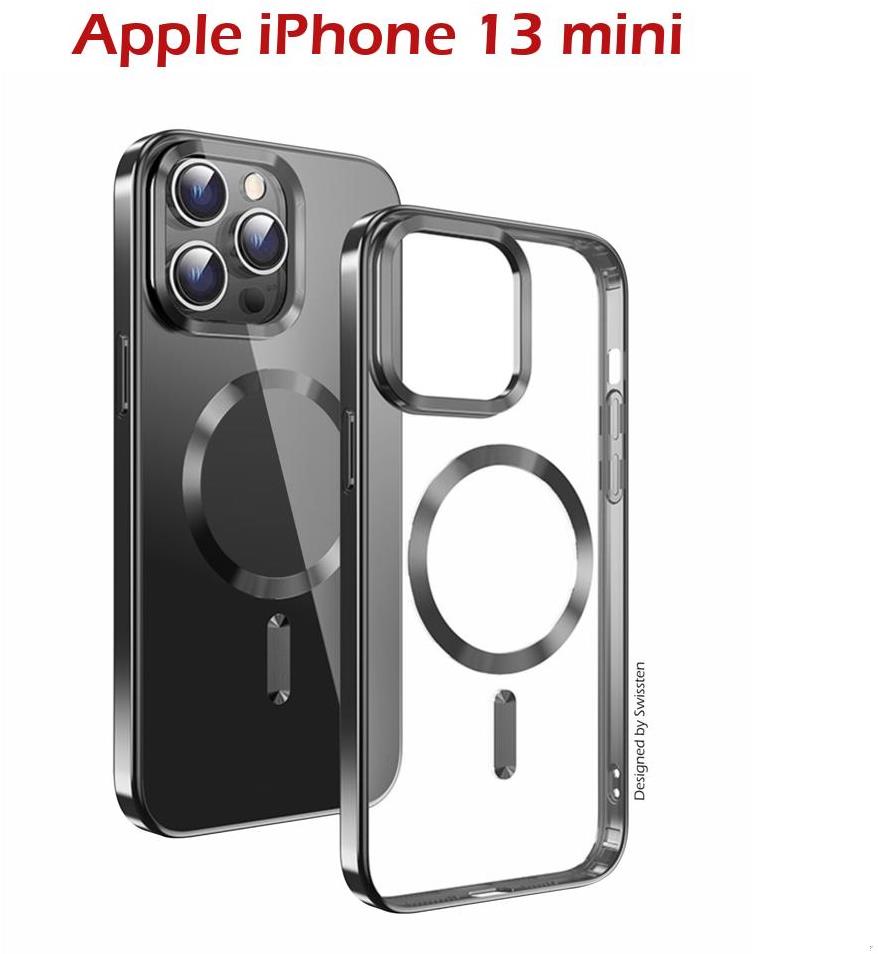 Swissten Clear Jelly MagStick Metallic pro iPhone 13 mini černé