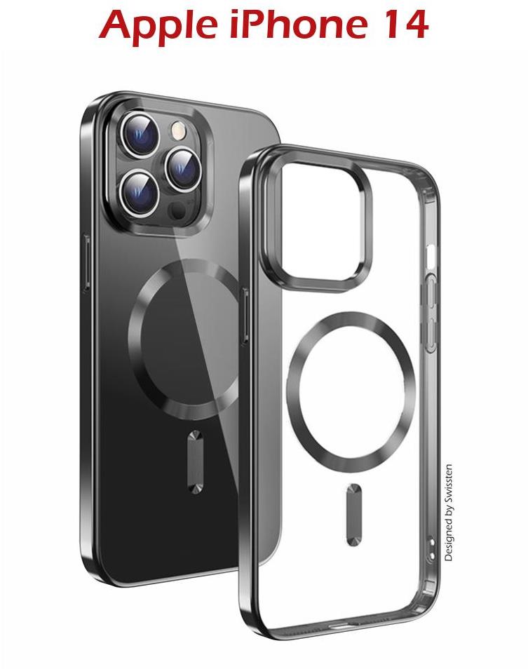 Swissten Clear Jelly MagStick Metallic pro iPhone 14 černé
