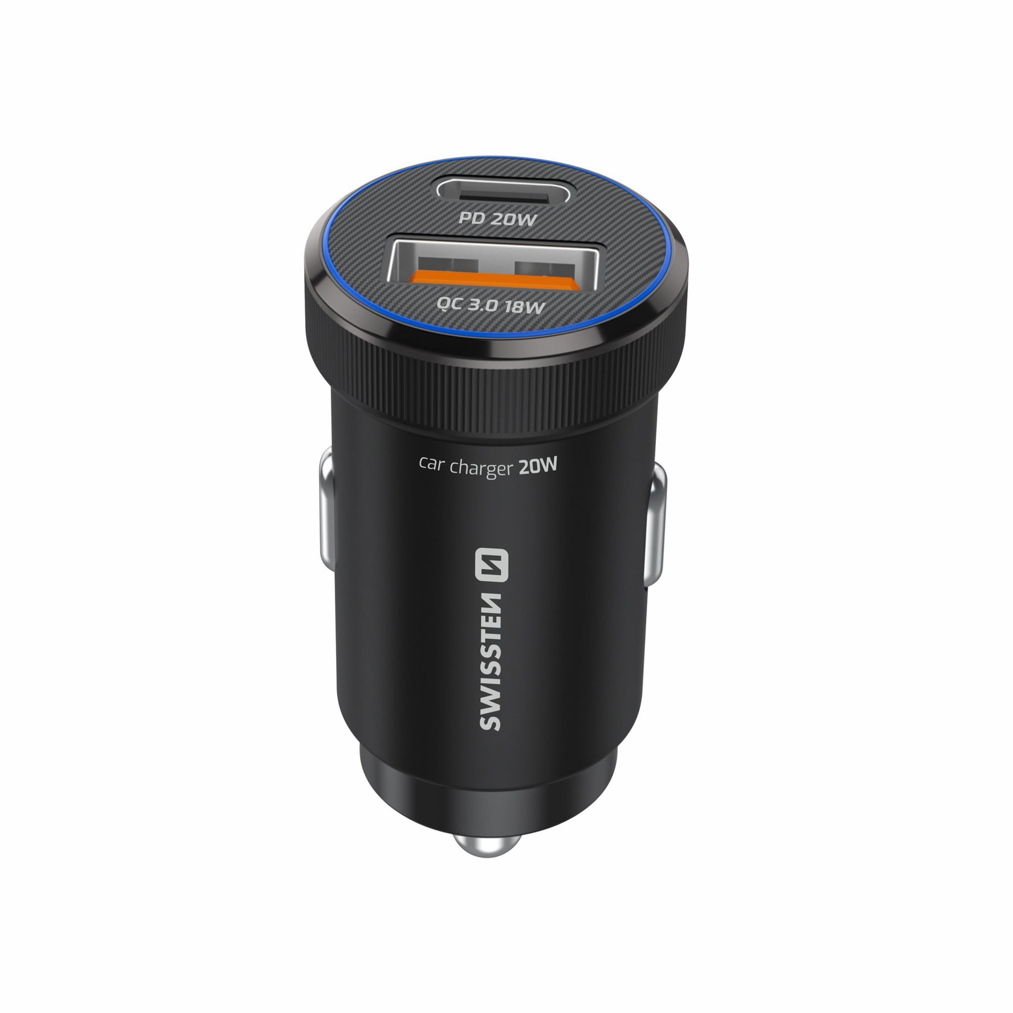 Swissten CL Adaptér, USB-C PD + USB-A 20 W černý