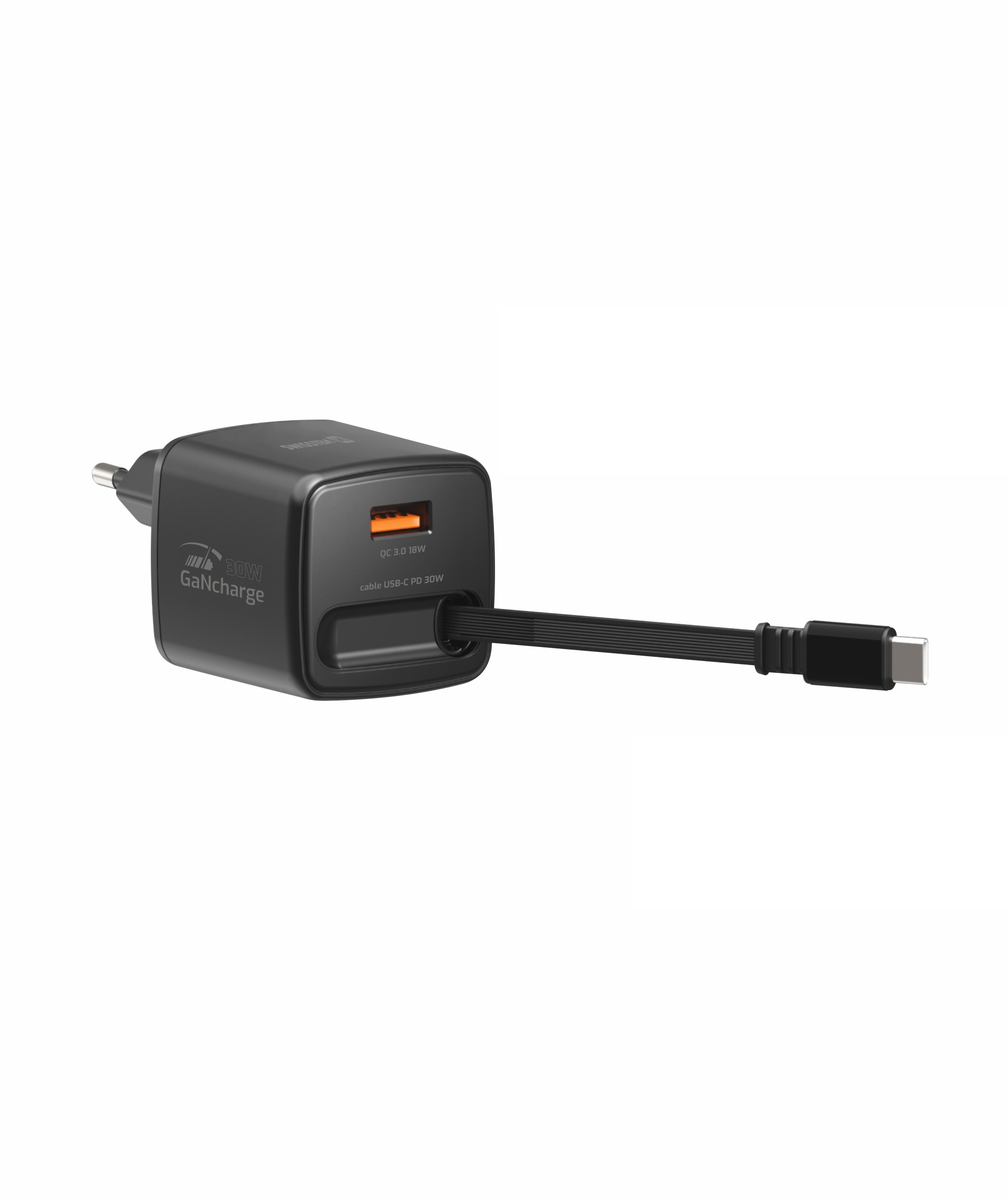 Swissten SlideCharge GaN 30W, Černý