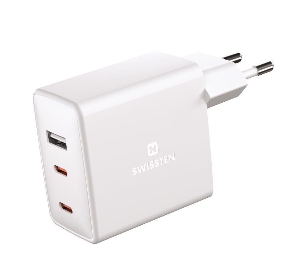 Swissten síťový adaptér GaN 2x USB-C + 1x USB 70W